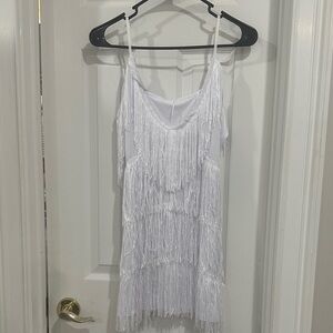 White Fringe Dress